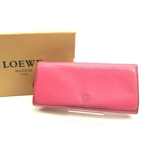 Loewe Wallet Purse Monogram Mini Agenda Pink Red Woman Authentic Used Y6836 - Picture 1 of 6